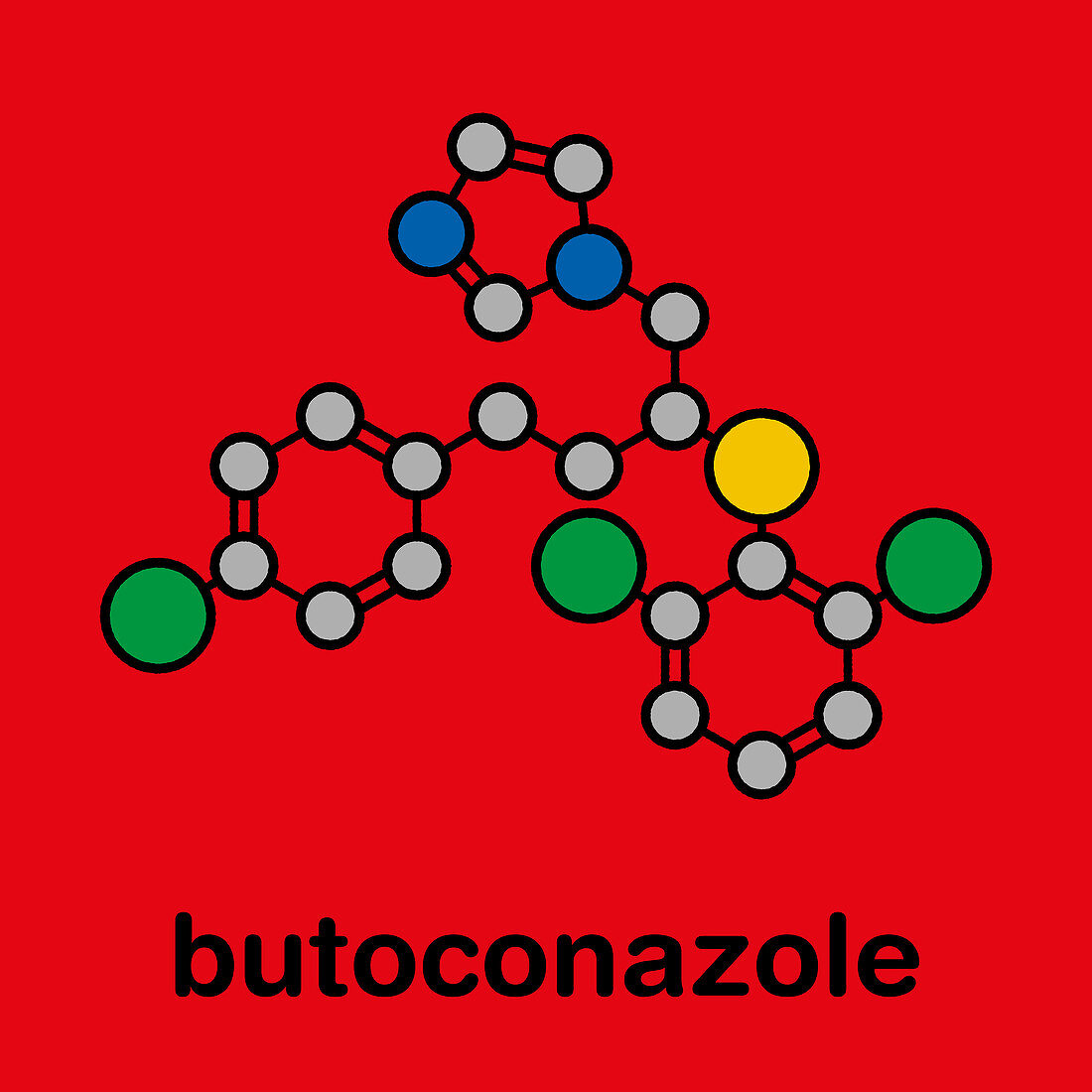 Butoconazole antifungal drug molecule, illustration