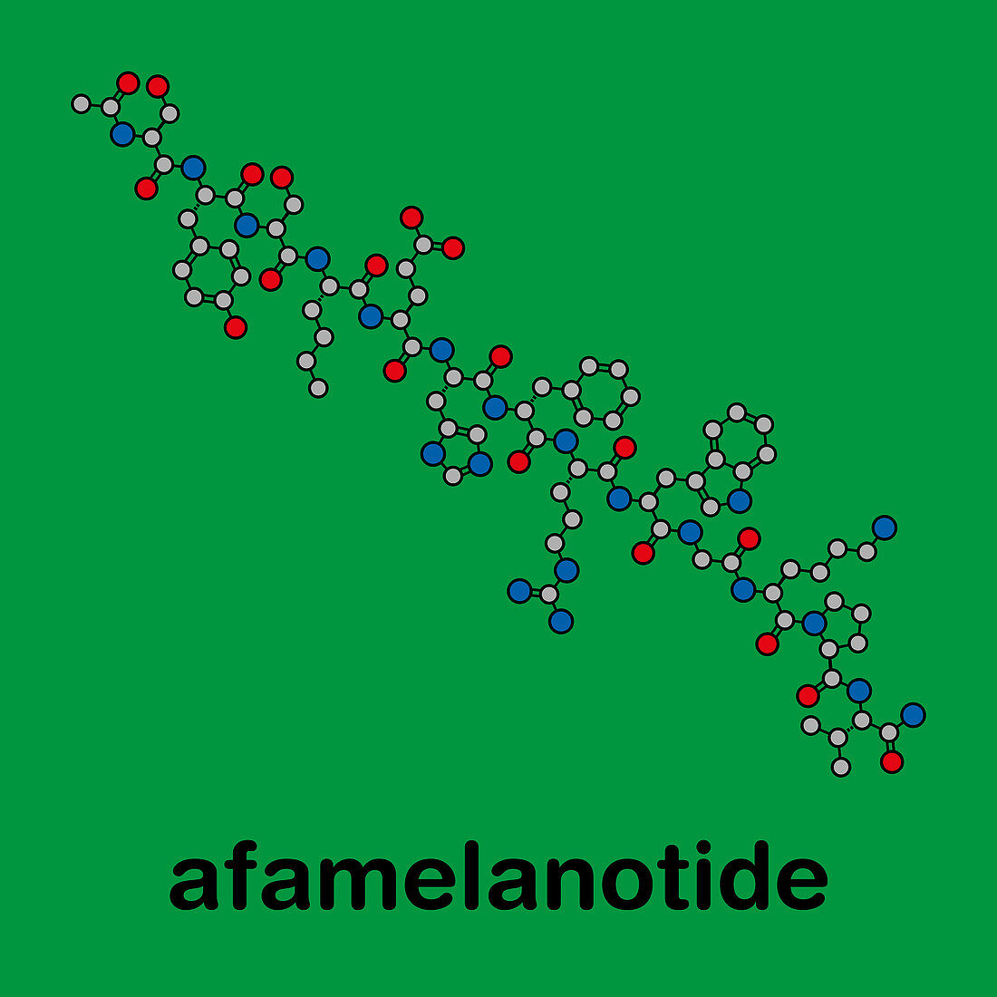 Afamelanotide or photoprotective drug molecule, illustration