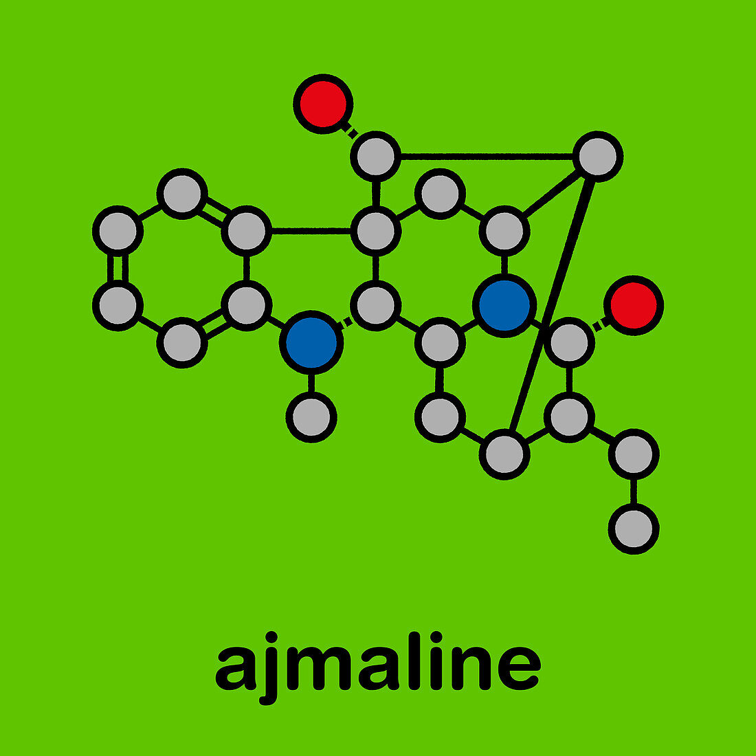 Ajmaline antiarrhytmic agent molecule, illustration