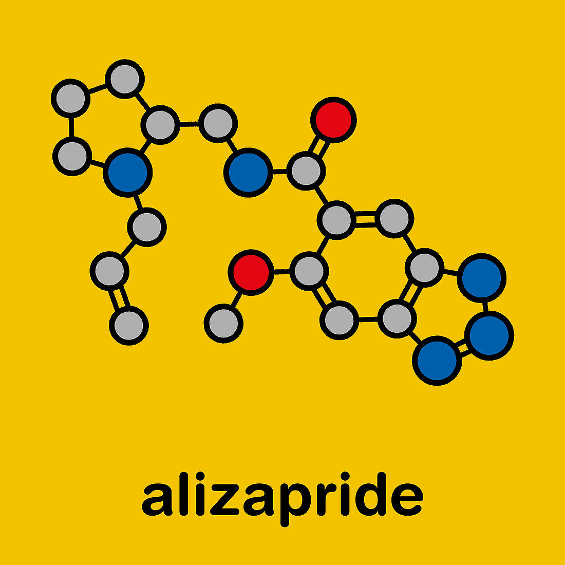 Alizapride antiemetic drug molecule, illustration