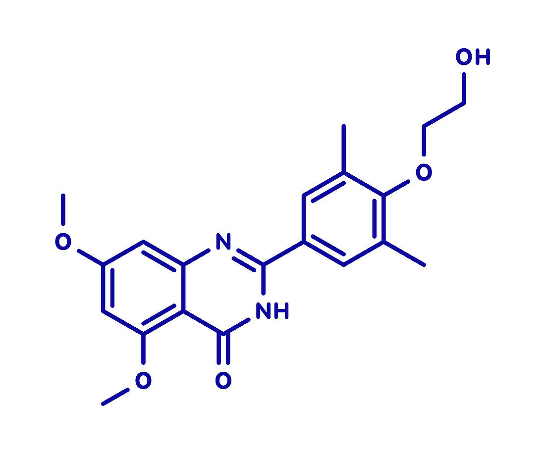 Apabetalone atherosclerosis drug molecule, illustration
