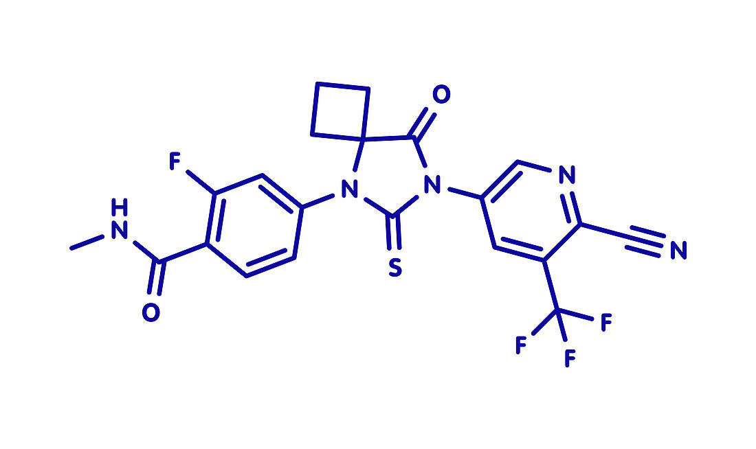 Apalutamide prostate cancer drug molecule, illustration