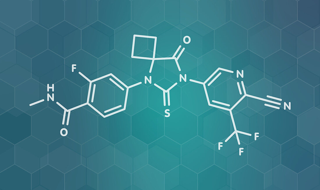 Apalutamide prostate cancer drug molecule, illustration