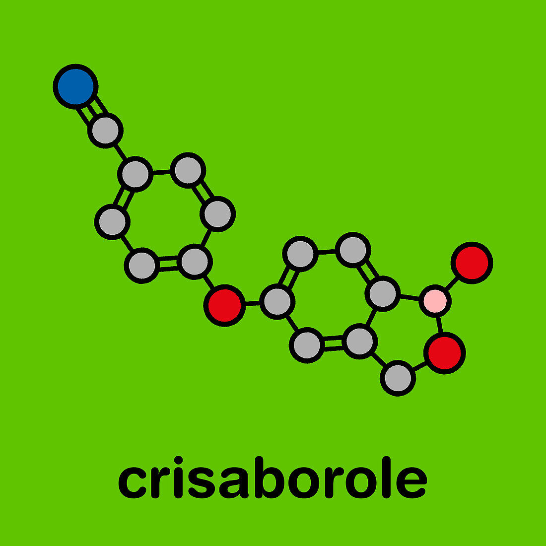 Crisaborole eczema drug molecule, illustration