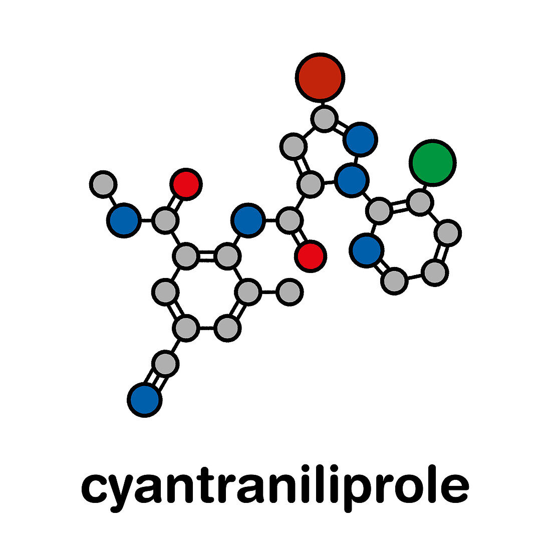 Cyantraniliprole insecticide molecule, illustration