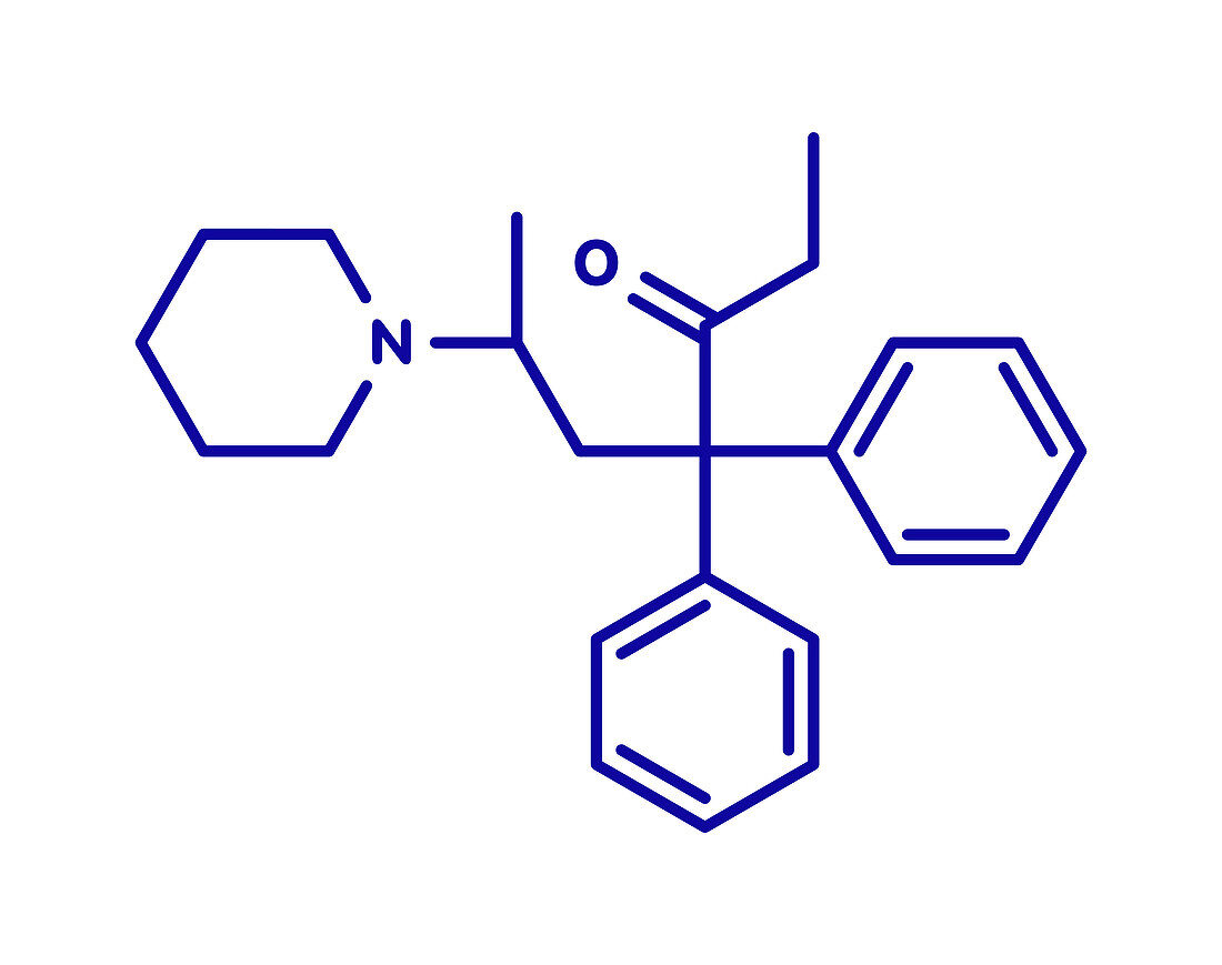 Dipipanone opioid analgesic drug molecule, illustration