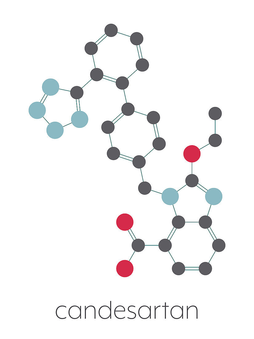 Candesartan hypertension drug molecule, illustration