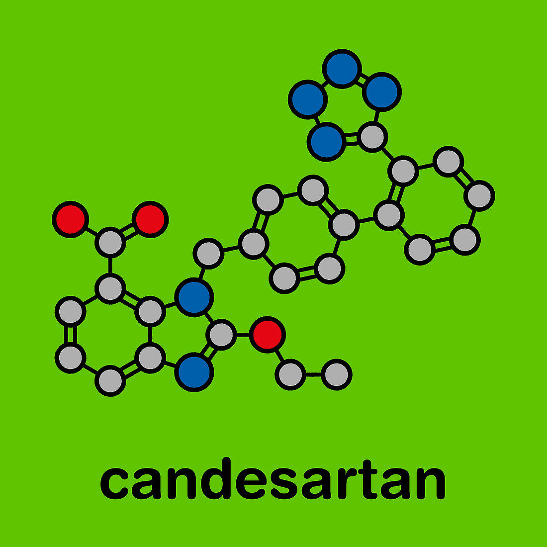 Candesartan hypertension drug molecule, illustration