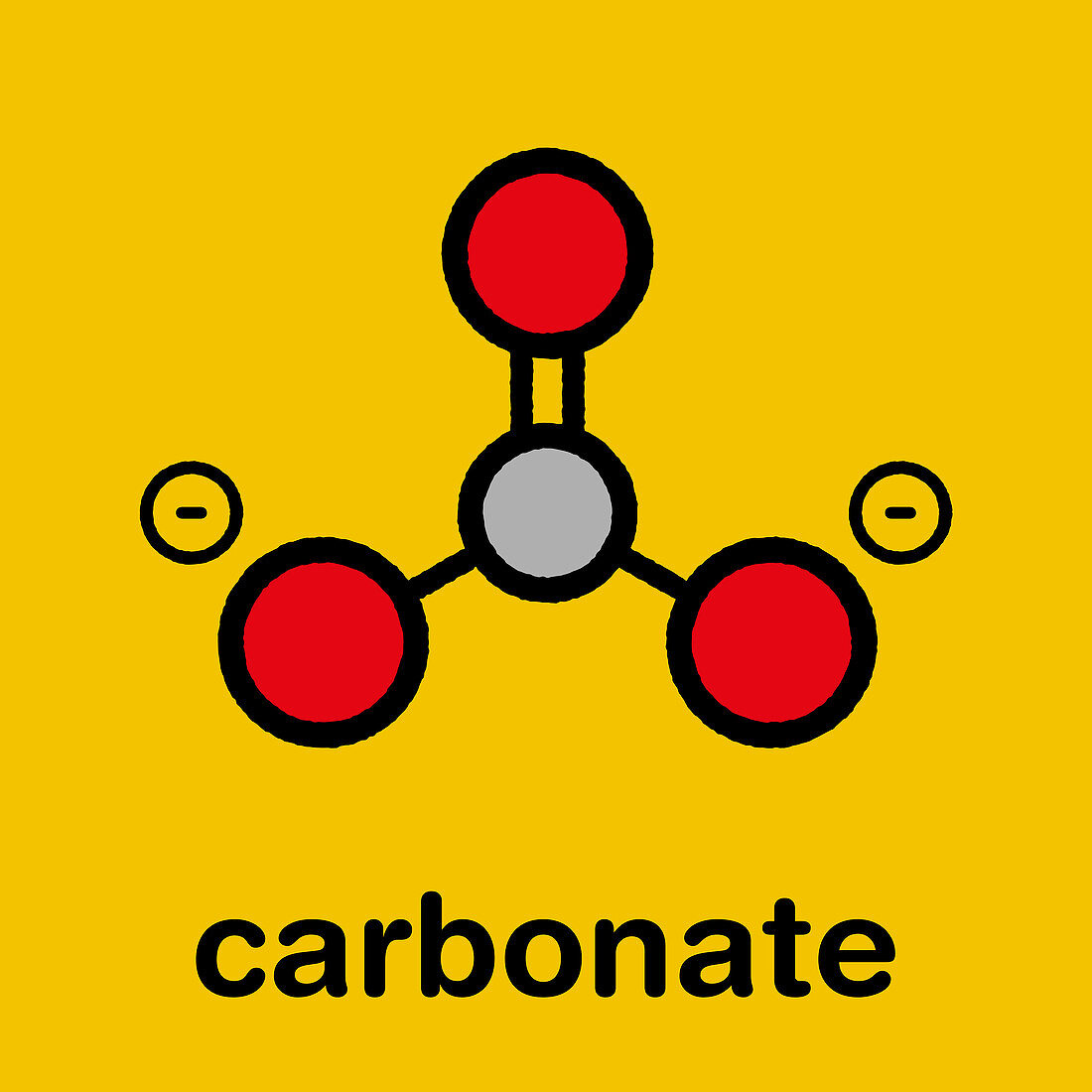 Carbonate anion chemical structure, illustration