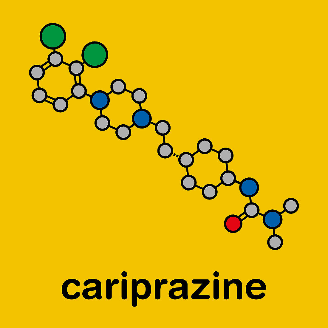Cariprazine antipsychotic drug molecule, illustration