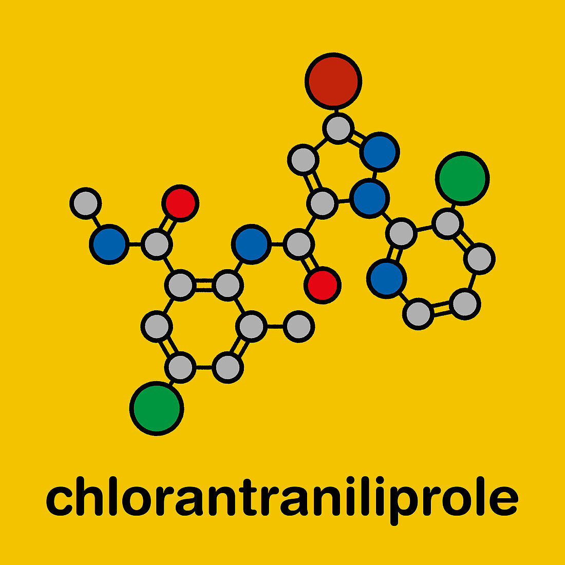 Chlorantraniliprole insecticide molecule, illustration