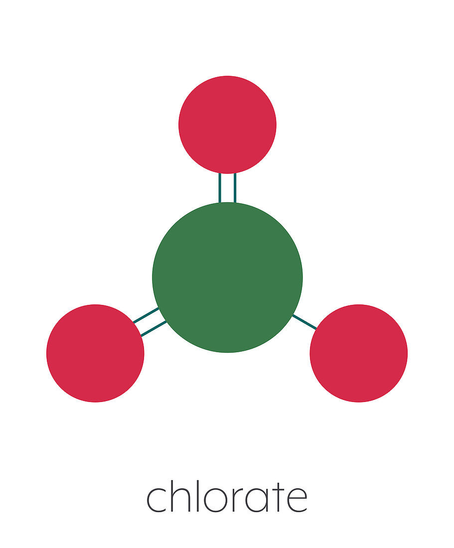 Chlorate anion chemical structure, illustration