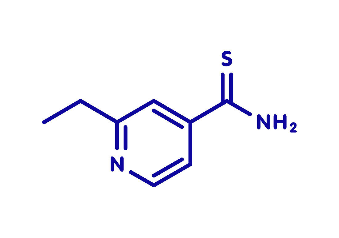 Ethionamide tuberculosis drug molecule, illustration