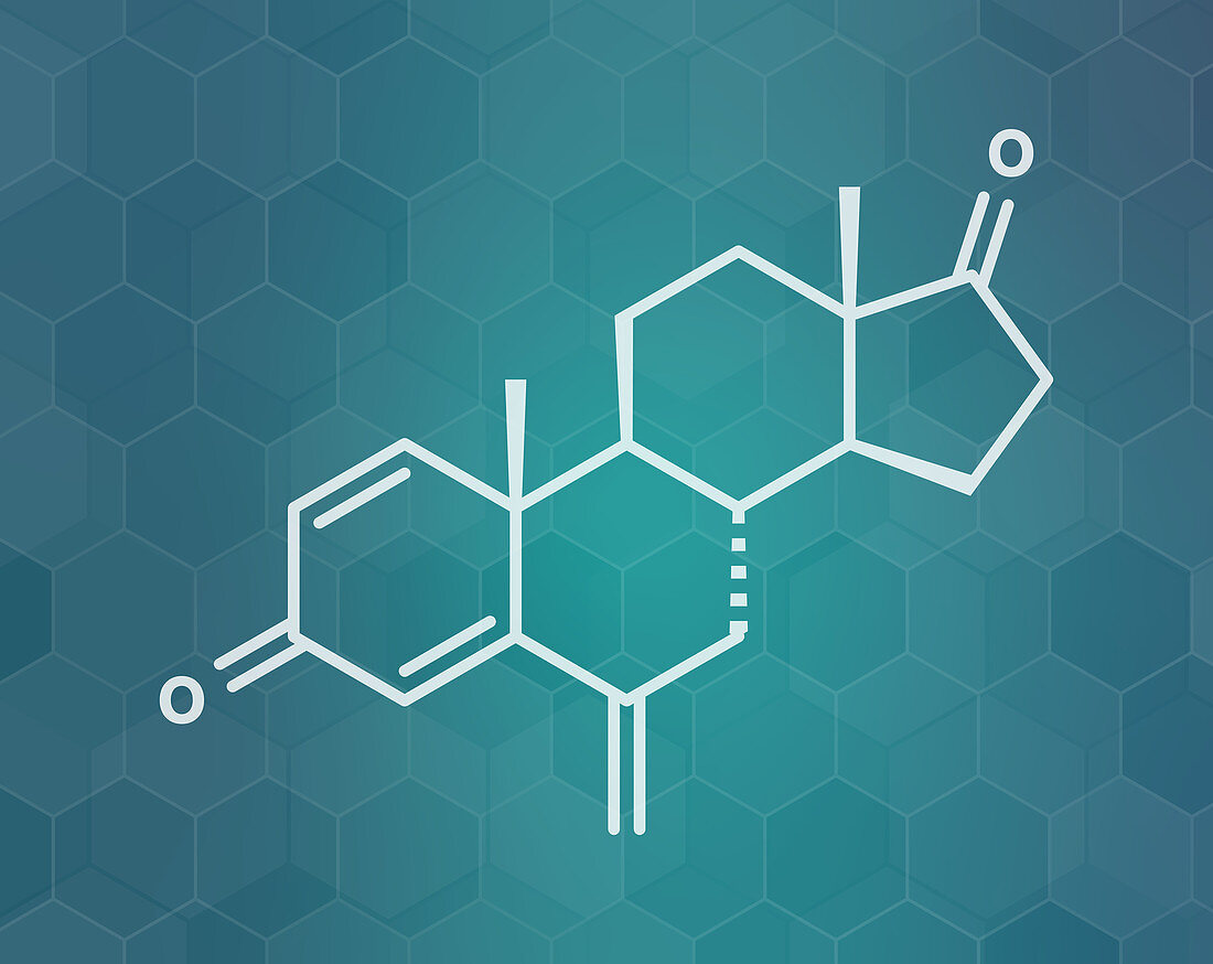 Exemestane breast cancer drug molecule, illustration