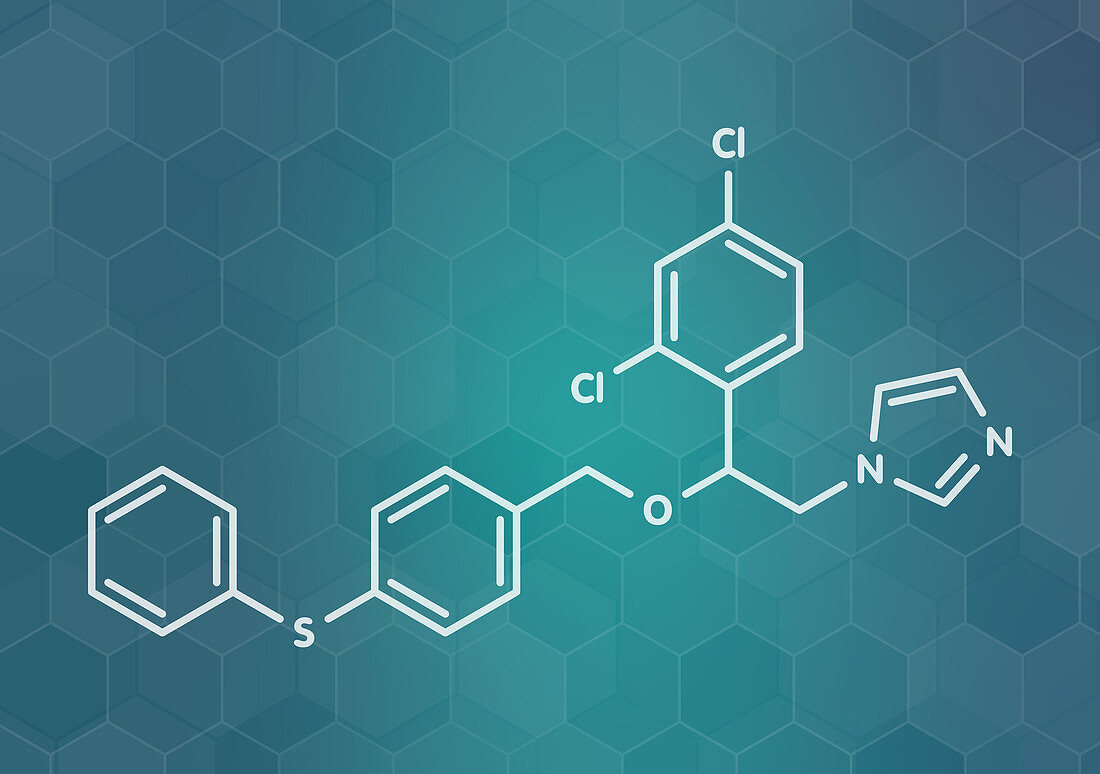 Fenticonazole antifungal drug molecule, illustration
