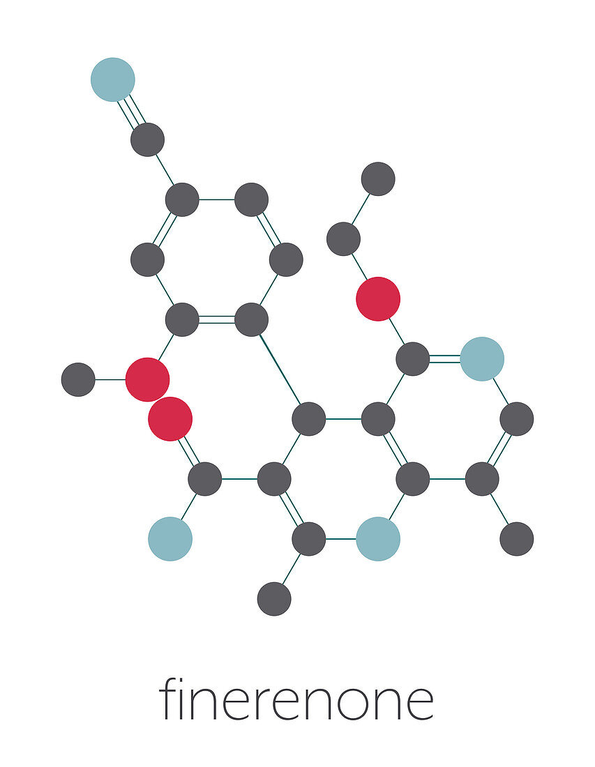 Finerenone heart failure drug molecule, illustration