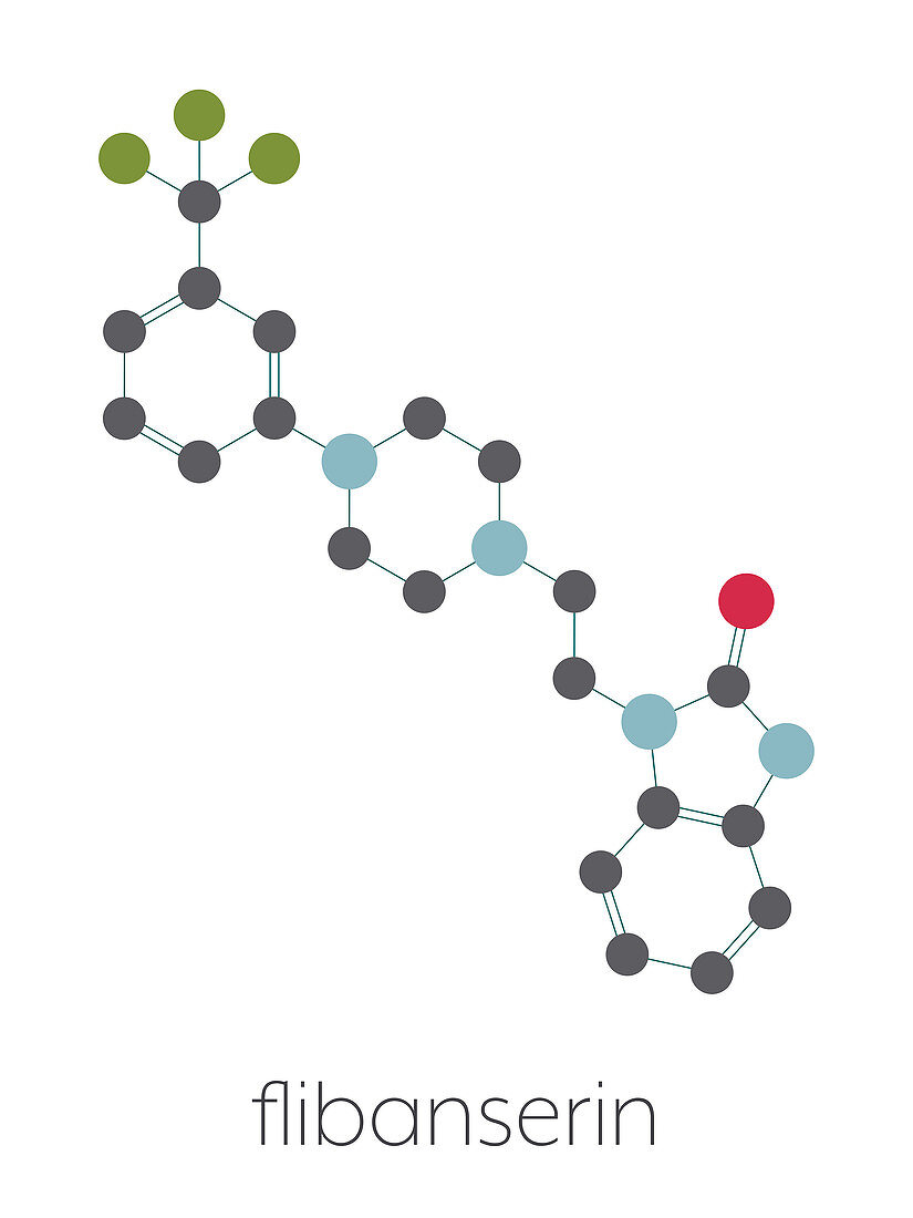 Flibanserin sexual desire drug molecule, illustration