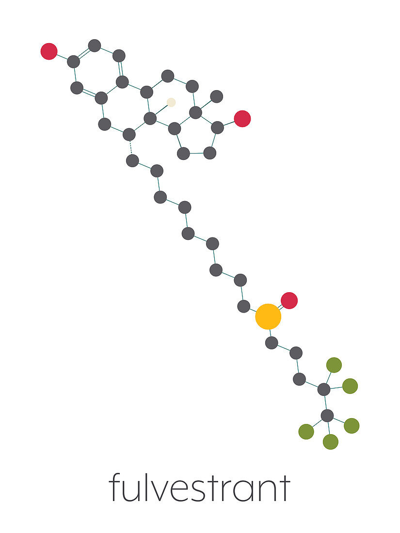 Fulvestrant breast cancer drug molecule, illustration