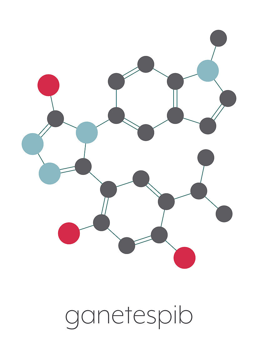 Ganetespib cancer drug molecule, illustration