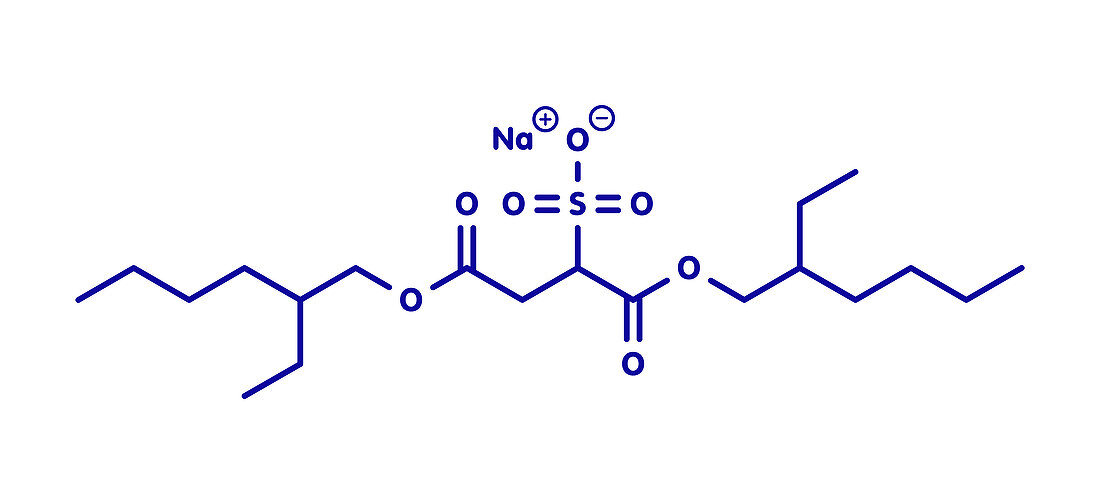Docusate sodium drug molecule, illustration