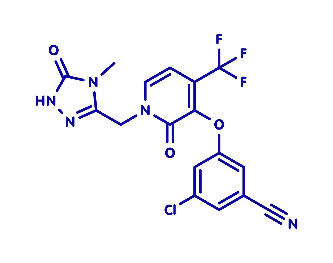 Doravirine HIV drug molecule, illustration