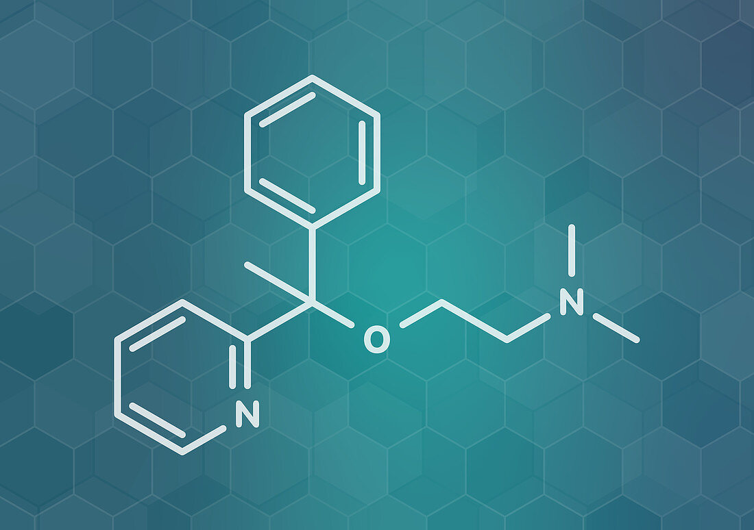 Doxylamine antihistamine drug molecule, illustration