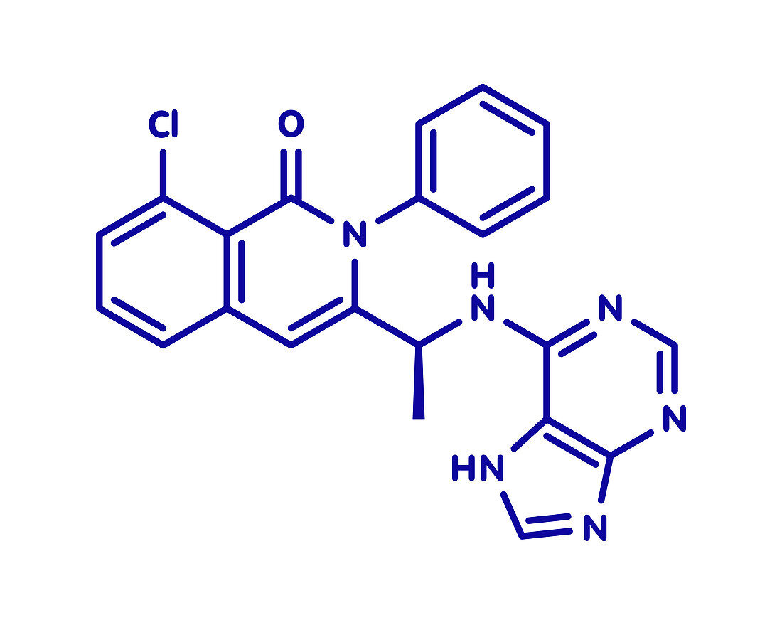 Duvelisib cancer drug molecule, illustration