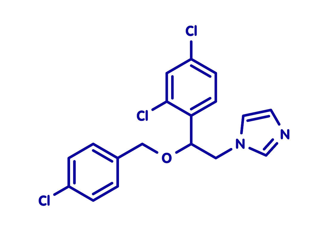 Econazole antifungal drug molecule, illustration