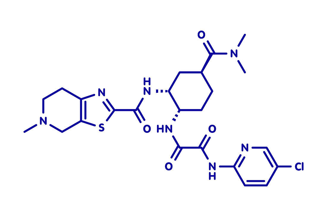 Edoxaban anticoagulant drug molecule, illustration