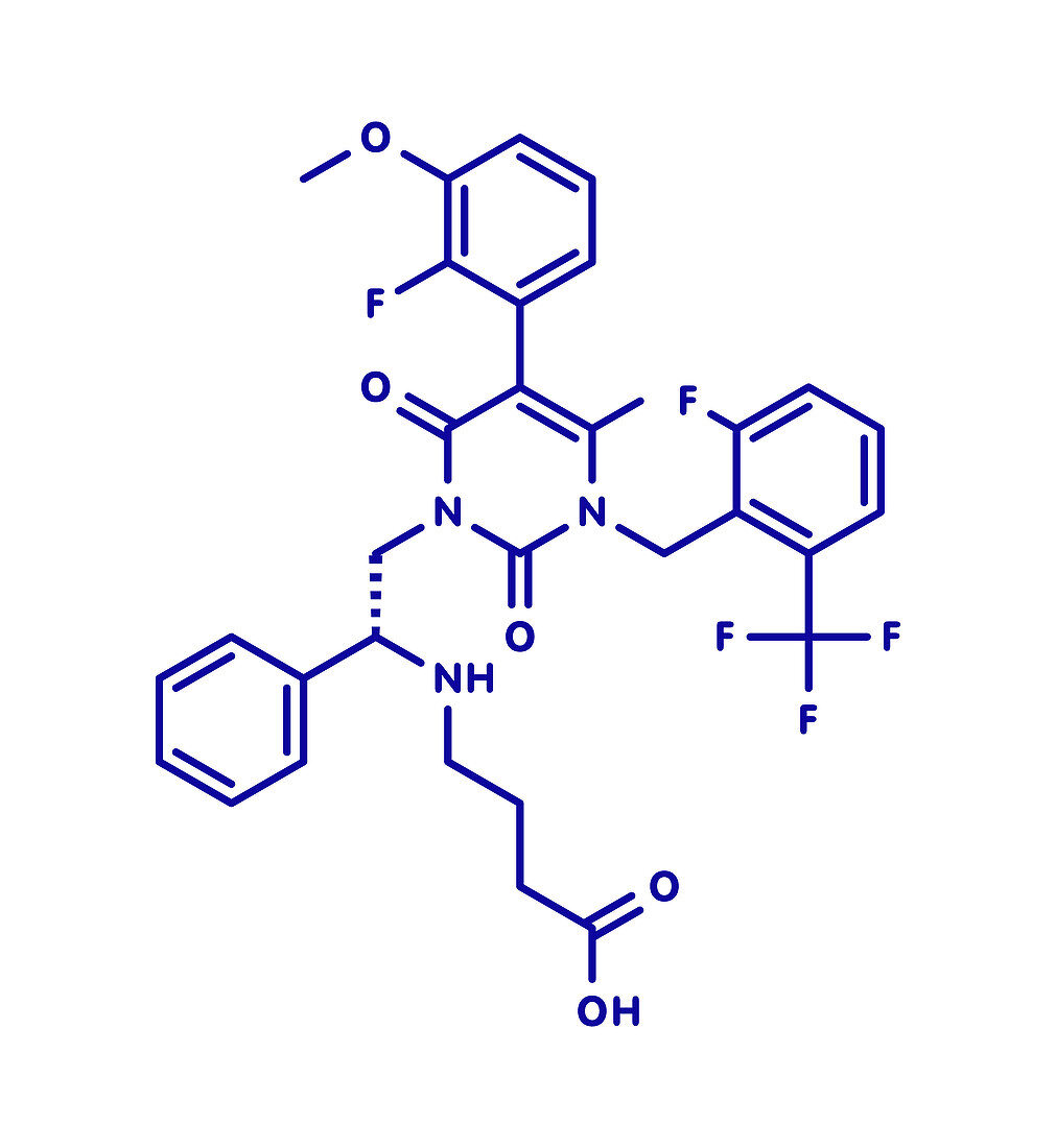 Elagolix drug molecule, illustration