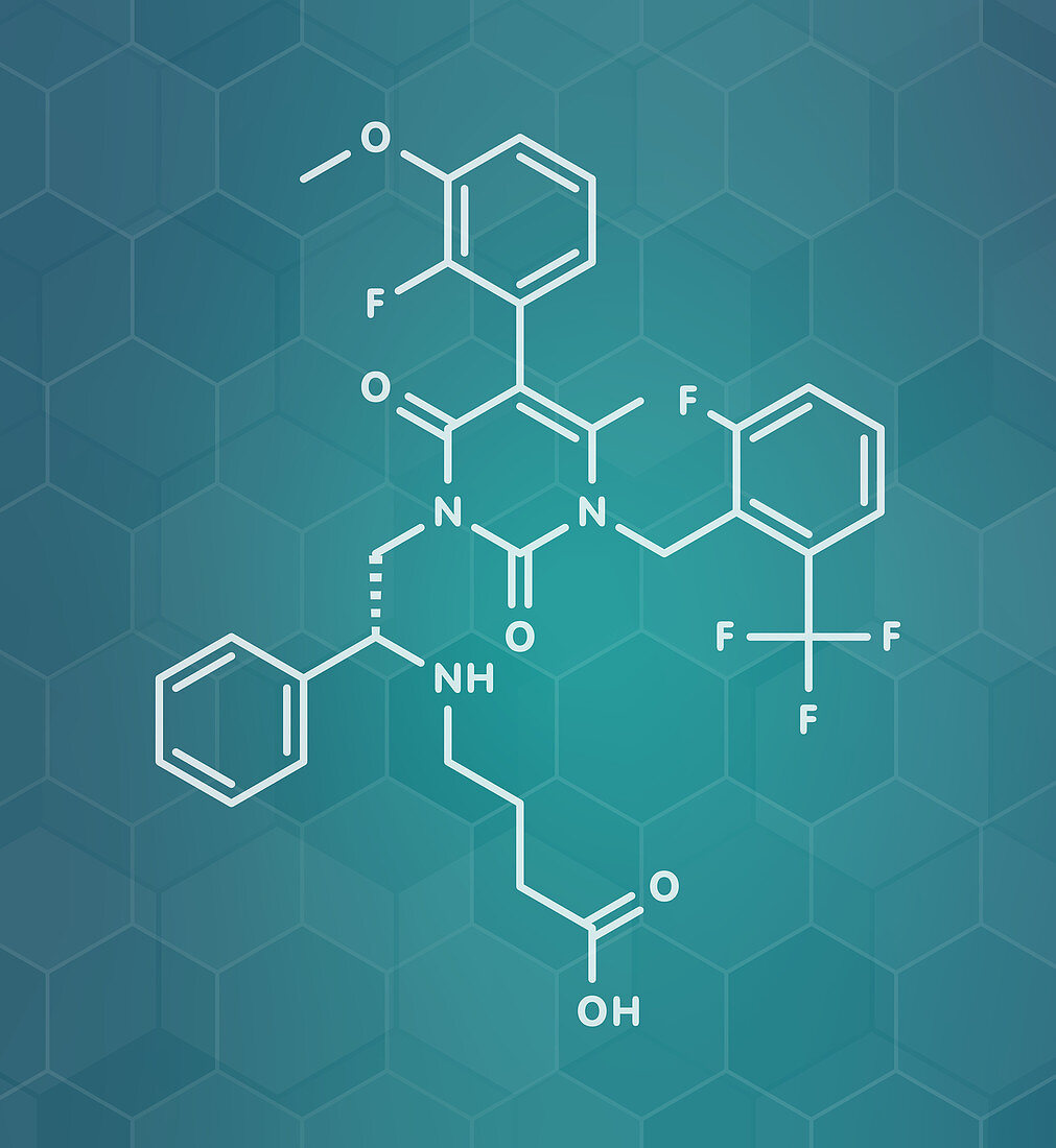 Elagolix drug molecule, illustration