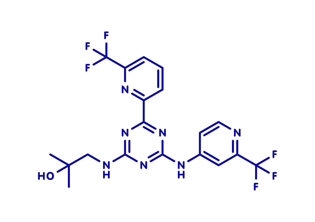 Enasidenib cancer drug molecule, illustration