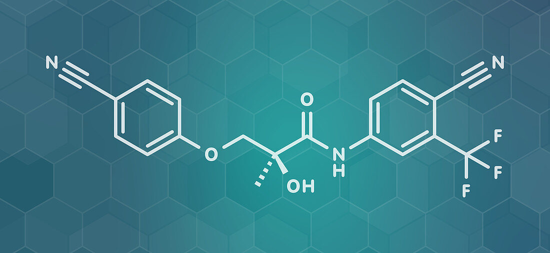 Enobosarm drug molecule, illustration