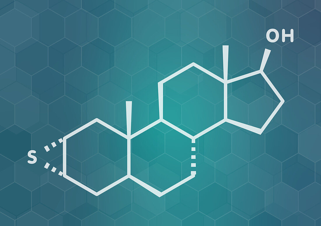 Epitiostanol cancer drug molecule, illustration