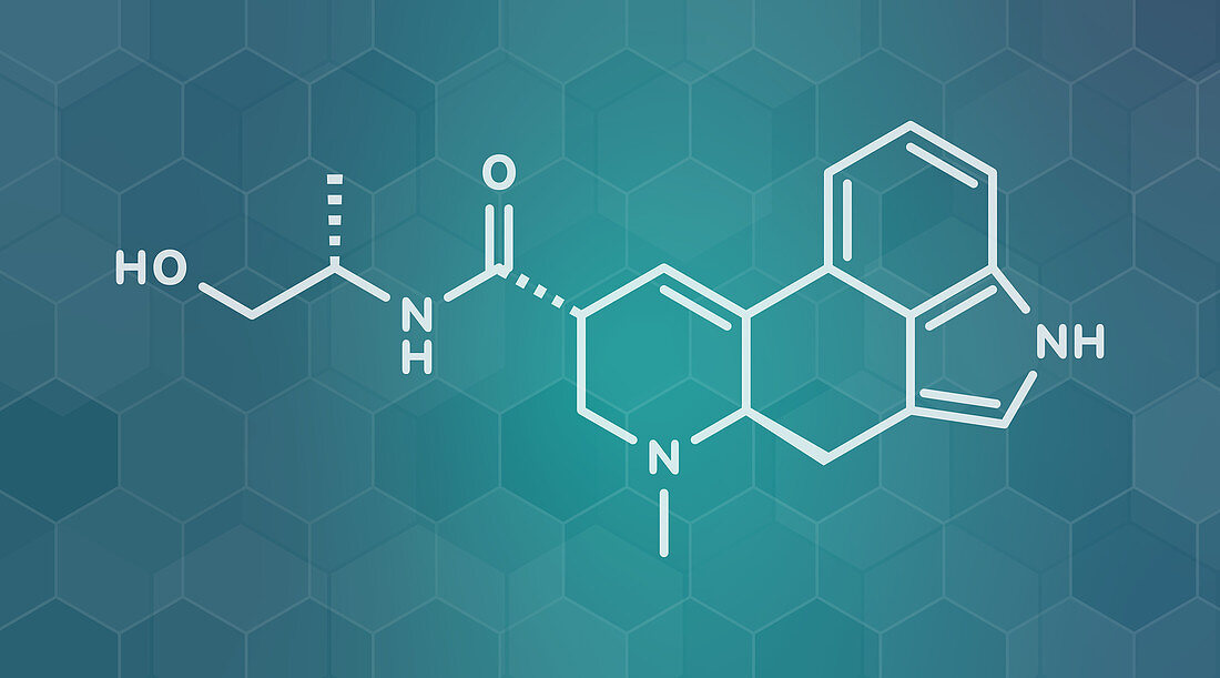 Ergometrine drug molecule, illustration