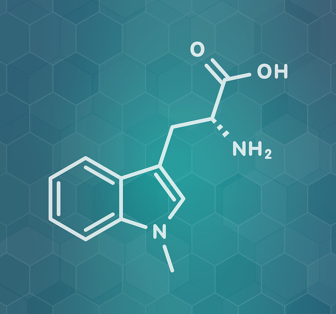Indoximod cancer drug molecule, illustration