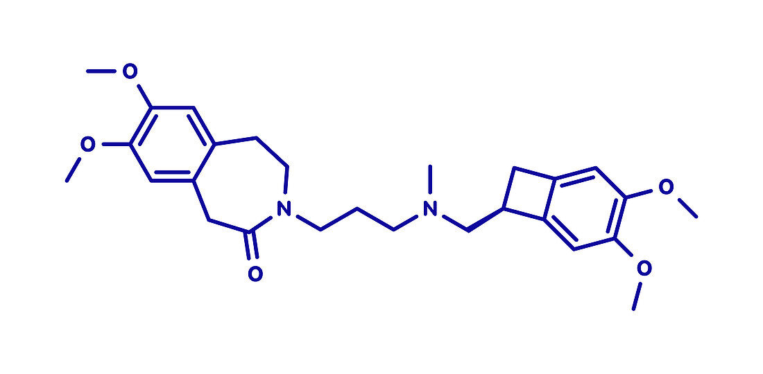 Ivabradine angina pectoris drug molecule, illustration