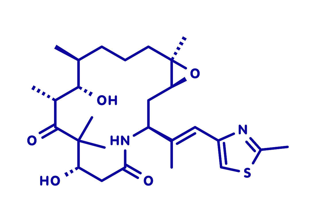 Ixabepilone cancer drug molecule, illustration