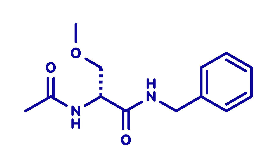 Lacosamide anticonvulsant drug molecule, illustration