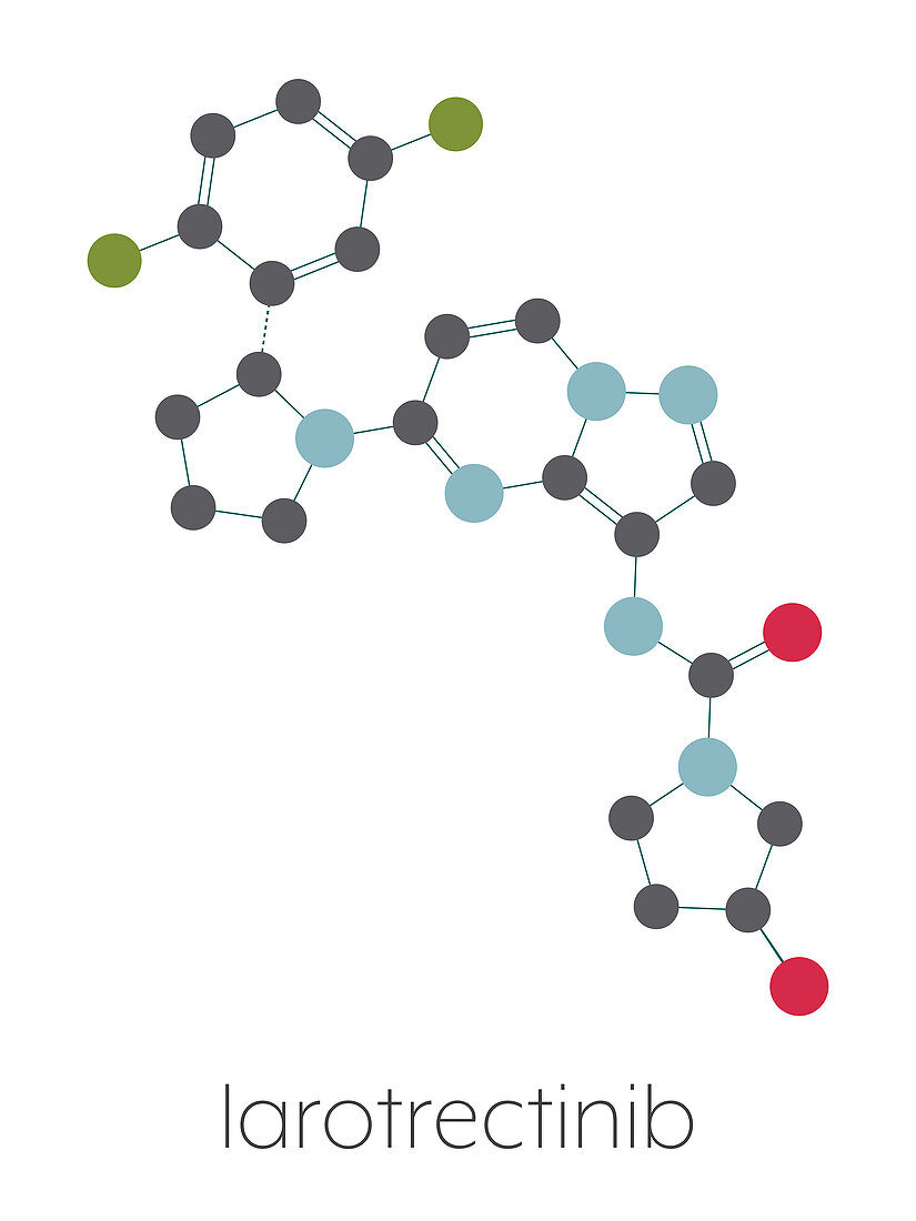 Larotrectinib cancer drug molecule, illustration