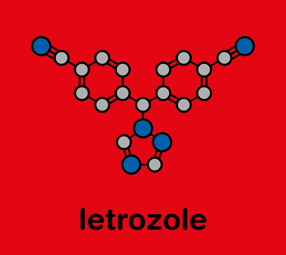 Letrozole breast cancer drug molecule, illustration