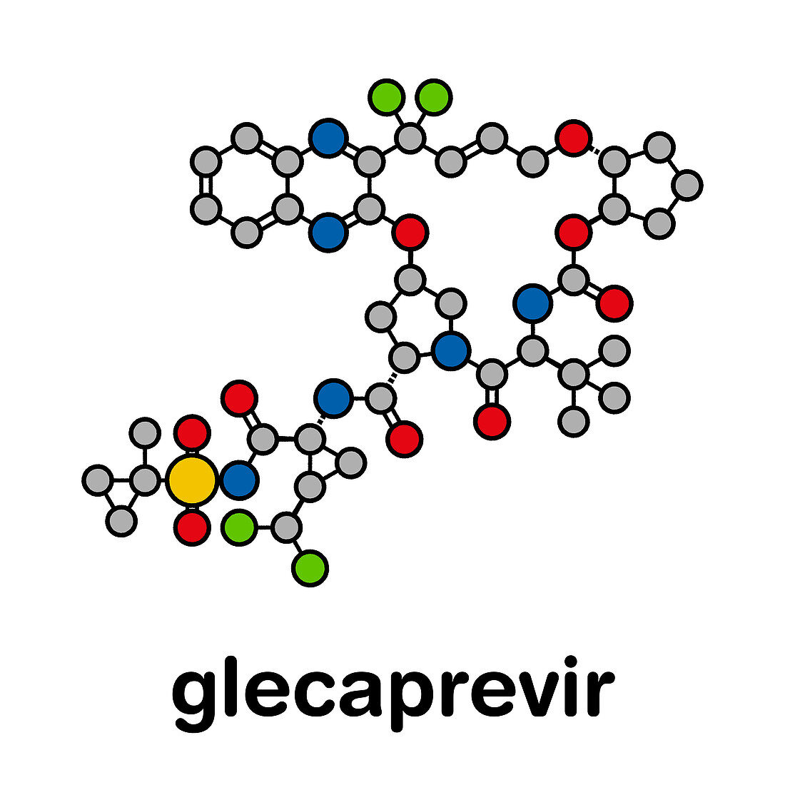 Glecaprevir hepatitis C virus drug molecule, illustration