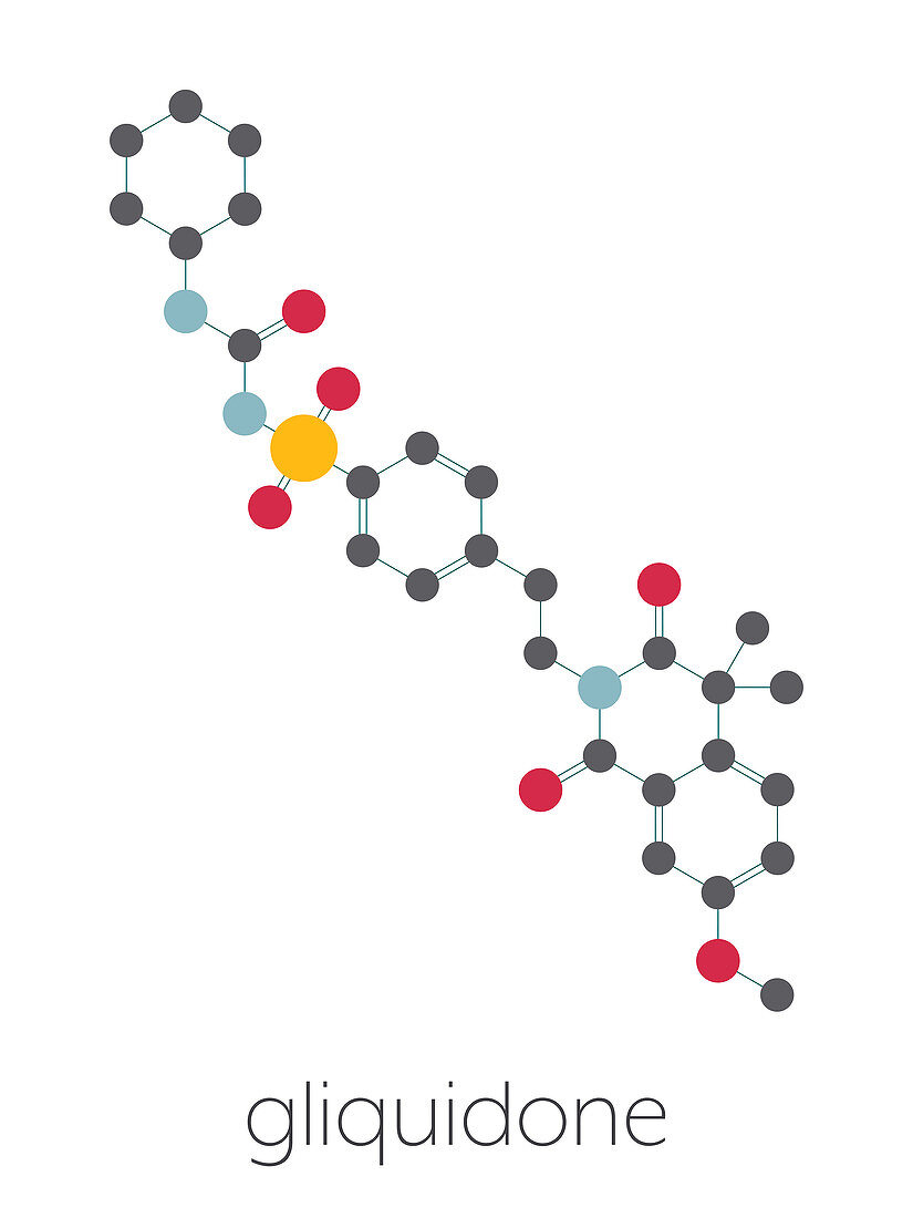 Gliquidone diabetes drug molecule, illustration