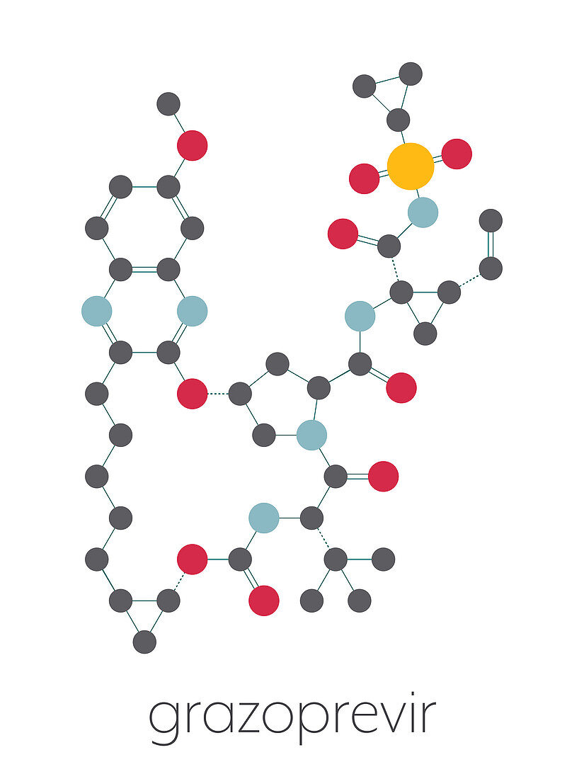 Grazoprevir hepatitis C virus drug molecule, illustration