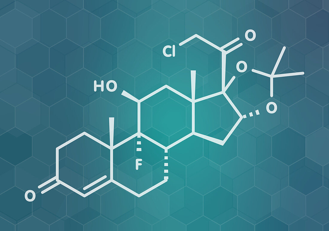 Halcinonide topical corticosteroid drug molecule