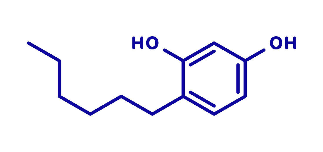 Hexylresorcinol molecule, illustration