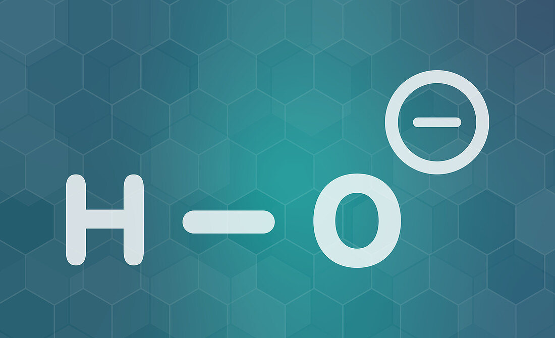 Hydroxide anion chemical structure, illustration