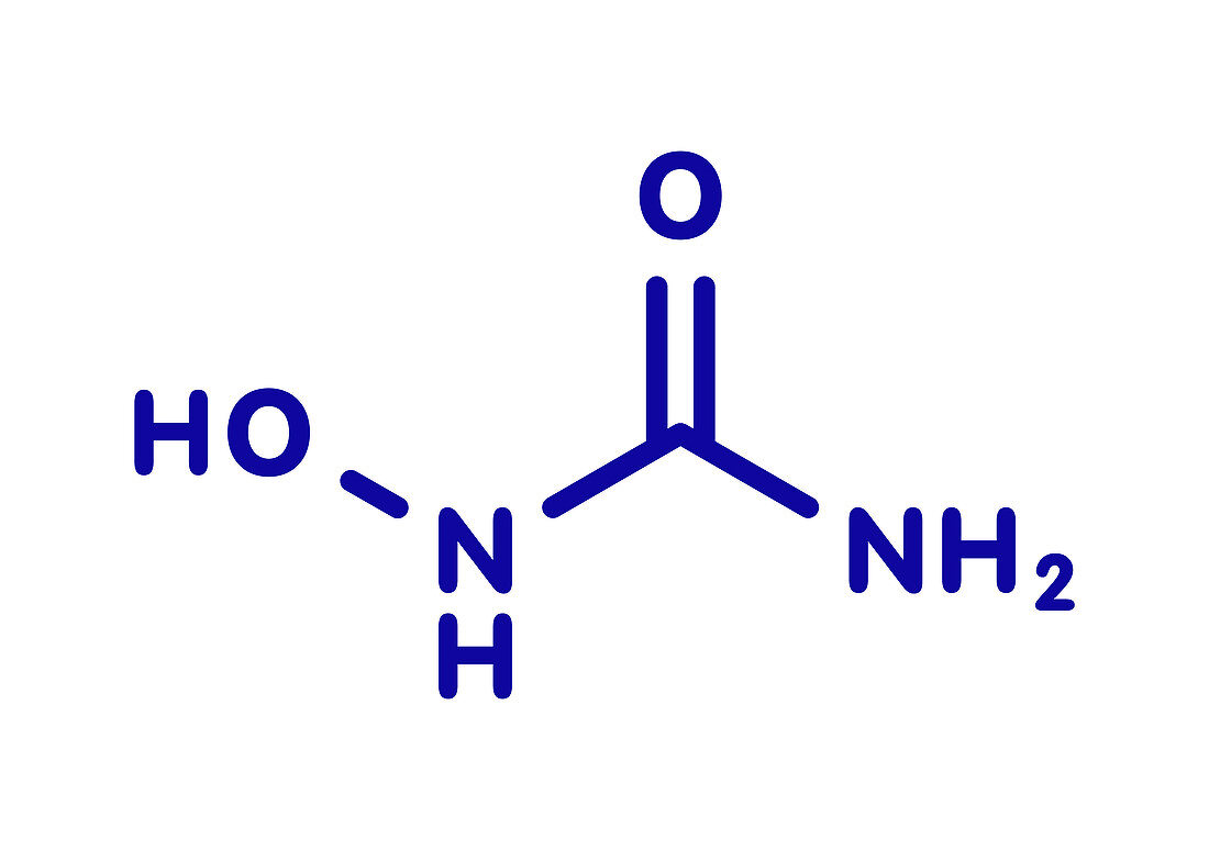Hydroxycarbamide cancer drug molecule, illustration