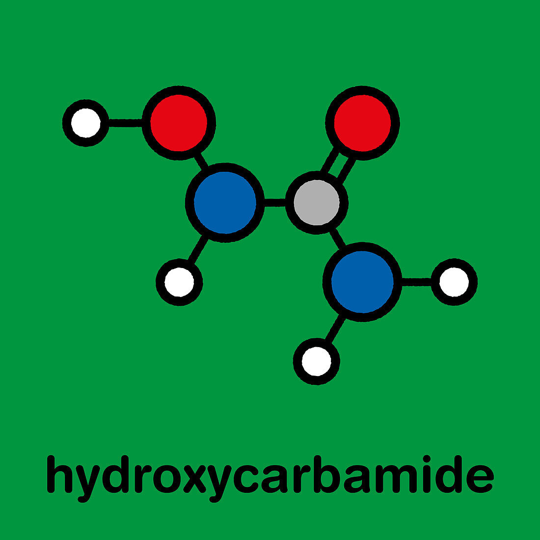 Hydroxycarbamide cancer drug molecule, illustration