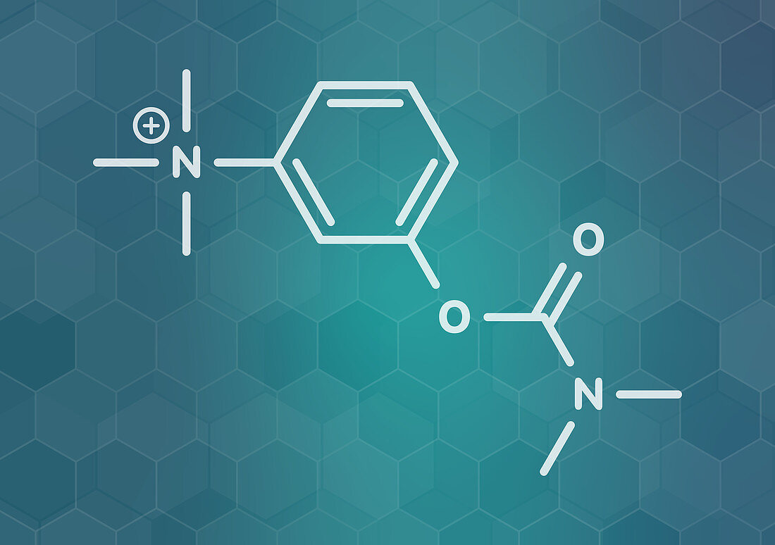 Neostigmine drug molecule, illustration